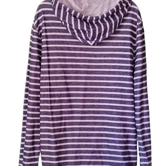 J. Crew Fleece Nautical Style Striped Hoodie Pullower - Picture 2 of 9
